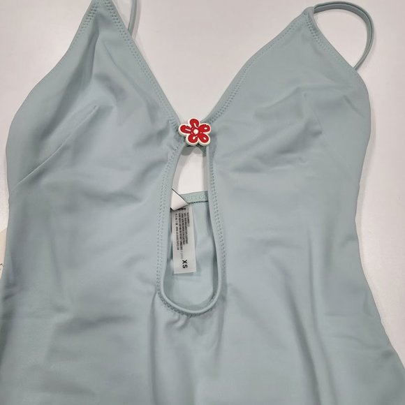 Solid & Striped The Kelsey Cutout One Piece Swimsuit in Pastel Blue Size XS - Picture 9 of 14